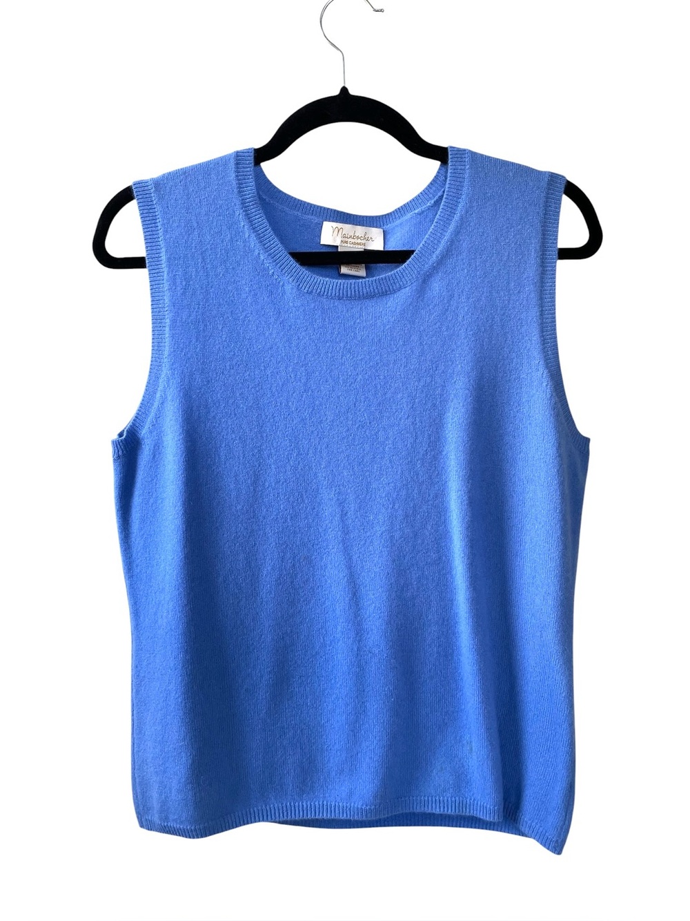 Mainbocher 100% Cashmere Blue Sweater Vest Tank Size L
